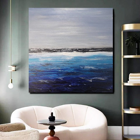 Large Paintings for Dining Room, Bedroom Wall Painting, Original Landscape Paintings, Simple Acrylic Paintings, Seascape Canvas Paintings-LargePaintingArt.com