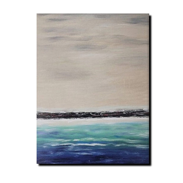 Simple Modern Art, Seascape Canvas Painting, Living Room Wall Art Ideas, Landscape Acrylic Paintings, Large Paintings for Dining Room-LargePaintingArt.com