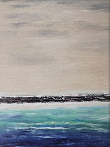 Simple Modern Art, Seascape Canvas Painting, Living Room Wall Art Ideas, Landscape Acrylic Paintings, Large Paintings for Dining Room-LargePaintingArt.com