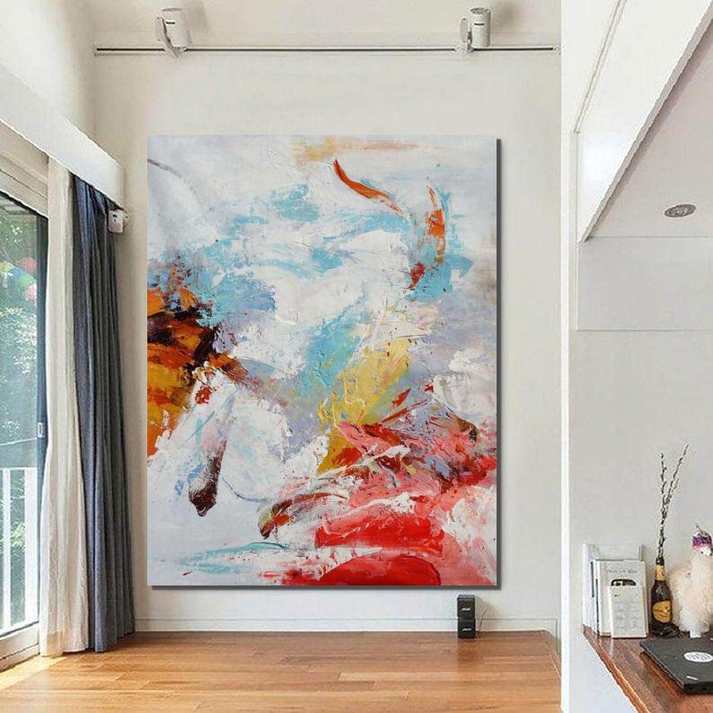 Modern Paintings for Bedroom, Living Room Wall Canvas Painting, Hand Painted Acrylic Painting, Extra Large Abstract Artwork-LargePaintingArt.com