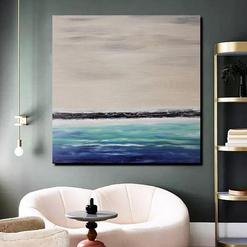 Living Room Wall Art Painting, Original Landscape Paintings, Large Paintings for Sale, Simple Abstract Paintings, Seascape Acrylic Paintings-LargePaintingArt.com