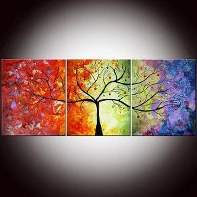 3 Piece Canvas Painting, Tree of Life Painting, Simple Modern Art, Acrylic Painting for Living Room, Large Paintings for Sale-LargePaintingArt.com