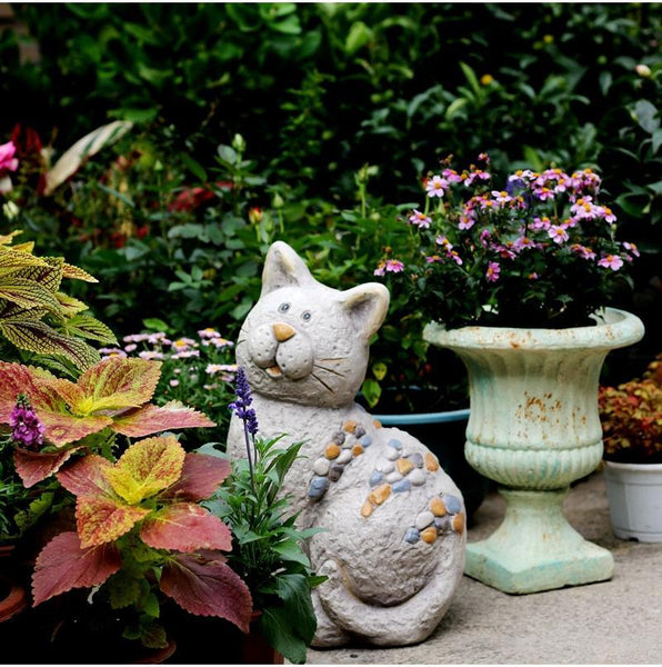 Large Lovely Cat Statue for Garden Courtyard Ornament, Animal Statue, Villa Outdoor Decor Gardening Ideas-LargePaintingArt.com