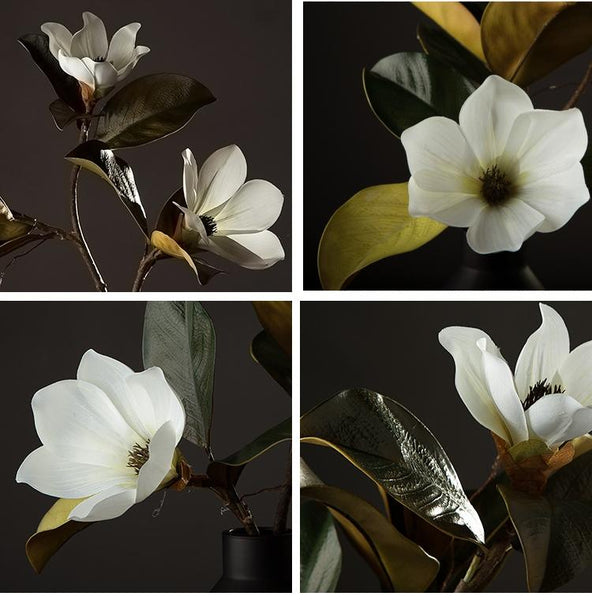 Large White Magnolias Artificial Flowers, Artificial Botany Plants, Magnolia Flower, Silk Flower Arrangement-LargePaintingArt.com