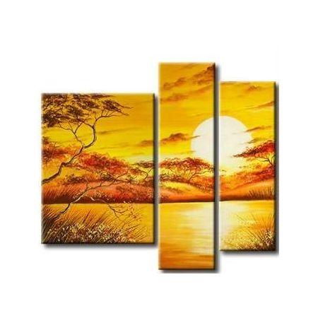 Landscape Canvas Paintings, Tree Sunset Painting, Buy Paintings Online, Yellow Canvas Painting, Acrylic Painting for Sale-LargePaintingArt.com