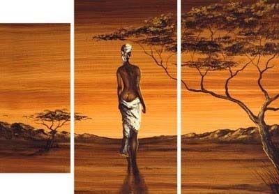 African Woman Painting, 3 Piece Wall Art, African Painting, Canvas Painting for Dining Room, Acrylic Painting on Canvas-LargePaintingArt.com