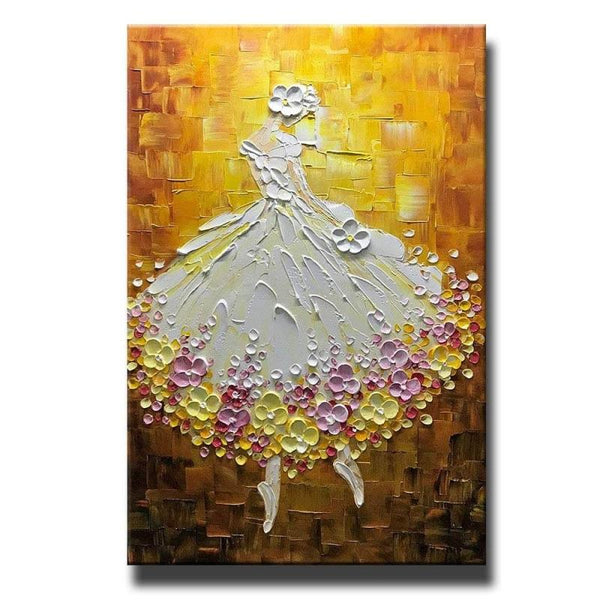 Modern Paintings, Contemporary Art, Texture Artwork, Palette Knife Canvas Paintings, Ballet Dancer Painting, Acrylic Painting Abstract-LargePaintingArt.com