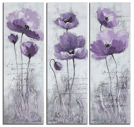 Purple Flower Painting Abstract, Flower Paintings, Acrylic Wall Art Painting, Modern Paintings-LargePaintingArt.com