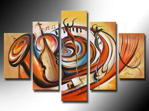 Hand Painted Canvas Painting, Music Painting, Large Abstract Painting, Acrylic Painting on Canvas-LargePaintingArt.com