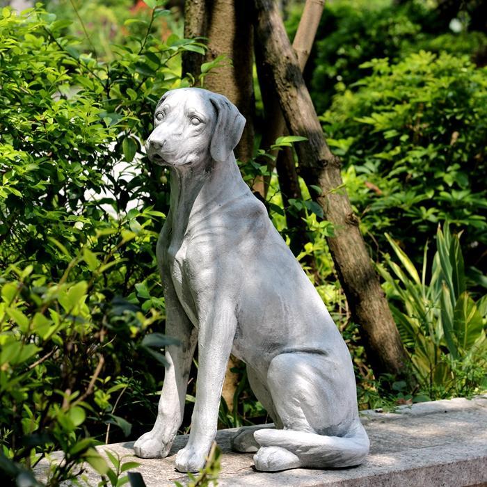 Large Dog Statue for Garden, Sitting Dog Statues, Pet Statue for Garden Courtyard Ornament, Villa Outdoor Decor Gardening Ideas-LargePaintingArt.com