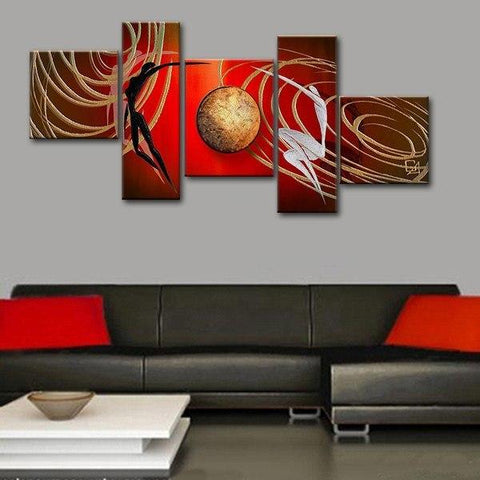 Abstract Art of Love, Simple Modern Art, Love Abstract Painting, Bedroom Room Wall Art Paintings, 5 Piece Canvas Painting-LargePaintingArt.com