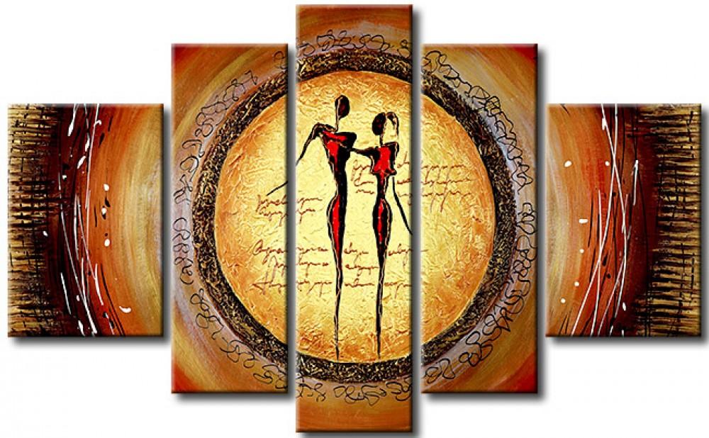 Abstract Art of Love, Acrylic Modern Paintings, 5 Piece Wall Art Painting, Paintings for Living Room, Acrylic Painting for Sale-LargePaintingArt.com