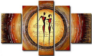 Abstract Art of Love, Acrylic Modern Paintings, 5 Piece Wall Art Painting, Paintings for Living Room, Acrylic Painting for Sale-LargePaintingArt.com