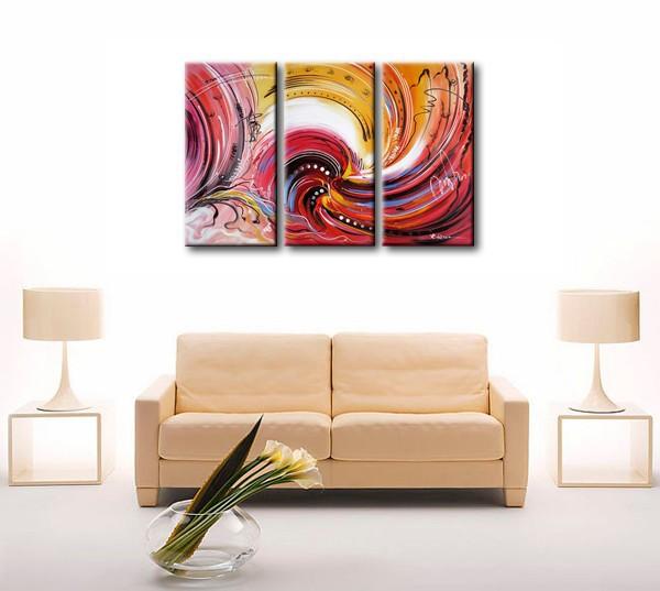 Colorful Lines Painting, Abstract Canvas Painting, Dining Room Wall Art Paintings, 3 Piece Art Painting, Modern Abstract Wall Art-LargePaintingArt.com