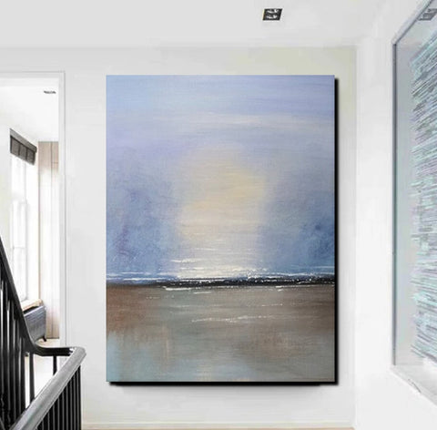 Study Room Wall Art Painting, Abstract Landscape Painting, Seascape Canvas Painting, Hand Painted Artwork, Large Paintings on Canvas-LargePaintingArt.com