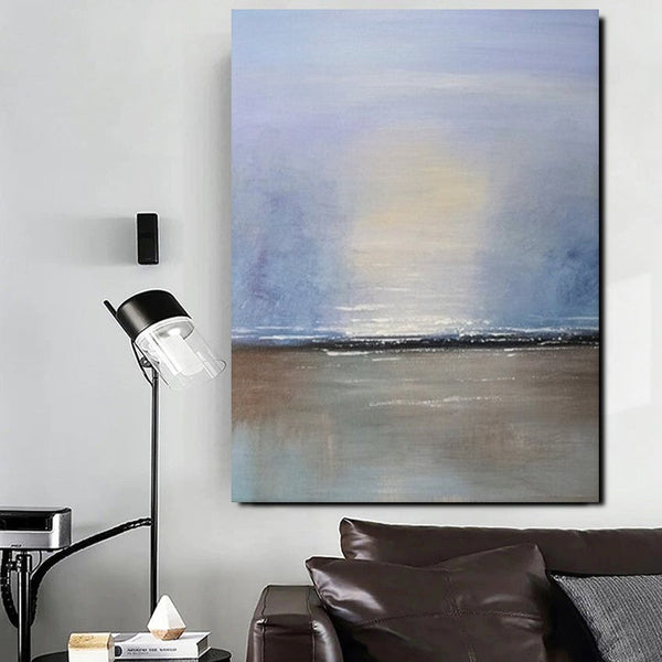 Study Room Wall Art Painting, Abstract Landscape Painting, Seascape Canvas Painting, Hand Painted Artwork, Large Paintings on Canvas-LargePaintingArt.com
