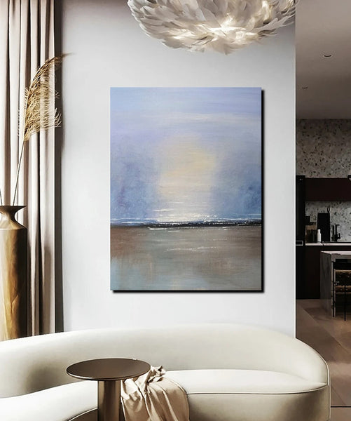 Study Room Wall Art Painting, Abstract Landscape Painting, Seascape Canvas Painting, Hand Painted Artwork, Large Paintings on Canvas-LargePaintingArt.com