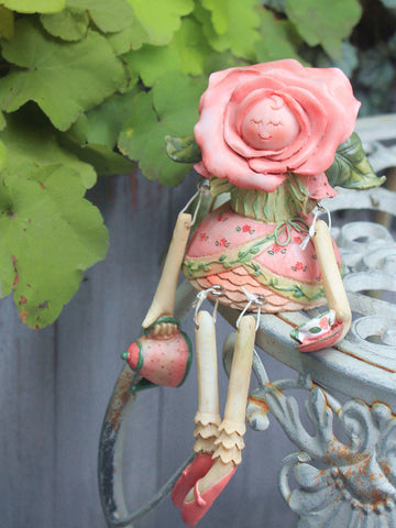 Creative Flower Rose Fairy Statue for Garden, Beautiful Garden Courtyard Ornaments, Villa Outdoor Decor Gardening Ideas, Unique Modern Garden Sculptures-LargePaintingArt.com