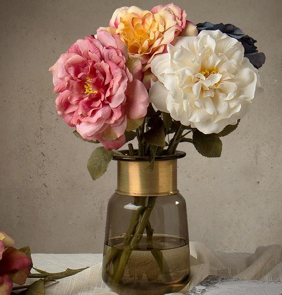 Rose Flower Arrangement, Silk Flower Centerpiece, Artificial Flower Decor, Wedding Decor, Faux Flower-LargePaintingArt.com