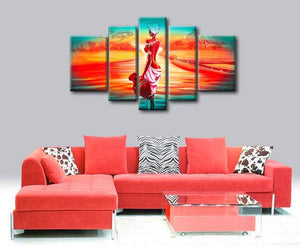 Extra Large Wall Art, African Woman Sunset Painting, Bedroom Canvas Painting, Buy Art Online-LargePaintingArt.com