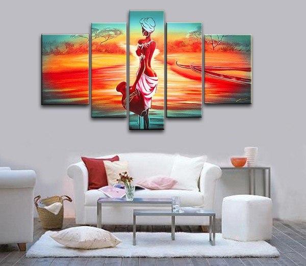 Extra Large Wall Art, African Woman Sunset Painting, Bedroom Canvas Painting, Buy Art Online-LargePaintingArt.com