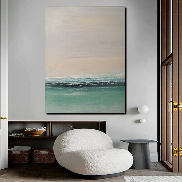 Original Landscape Painting, Seascape Canvas Painting, Living Room Wall Art Painting, Hand Painted Artwork, Large Original Paintings-LargePaintingArt.com