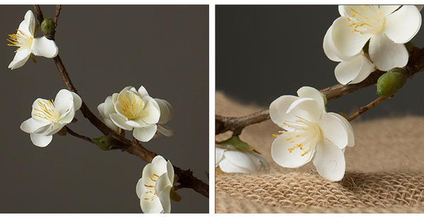 White and Pink Plum Artificial Flowers, Artificial Botany Plants, Silk Flower Arrangement, Plum Flower, Simple Flower Arrangement for Home Decoration-LargePaintingArt.com