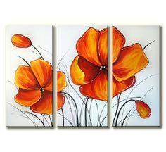 Dining Room Wall Art Painting, Acrylic Flower Paintings, Flower Painting Abstract, Flower Artwork-LargePaintingArt.com