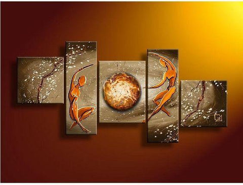 Abstract Art of Love, Modern Abstract Paintings, Bedroom Room Wall Art Paintings, 5 Piece Canvas Painting, Love Abstract Painting-LargePaintingArt.com