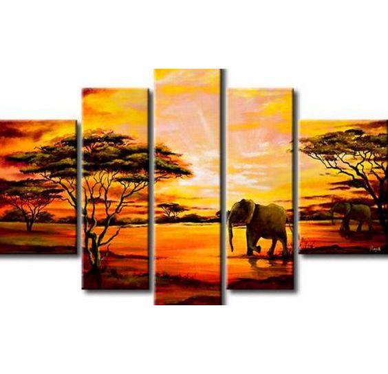 Extra Large Wall Art, African Elephant and Tree Painting, Bedroom Canvas Painting, Buy Art Online-LargePaintingArt.com