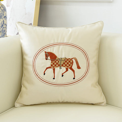 Horse Decorative Throw Pillows for Couch, Modern Decorative Throw Pillows, Embroider Horse Pillow Covers, Modern Sofa Decorative Pillows-LargePaintingArt.com