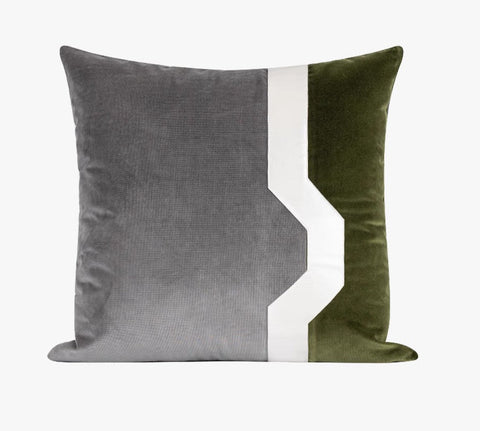 Modern Sofa Throw Pillows, Large Decorative Throw Pillows for Couch, Grey Green Abstract Contemporary Throw Pillow for Living Room-LargePaintingArt.com