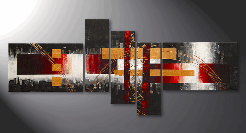 5 Piece Wall Art, Modern Art, Contemporary Painting, Wall Art Paintings for Living Room, Acrylic Painting on Canvas-LargePaintingArt.com