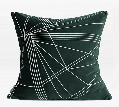 Modern Sofa Pillows, Dark Green Throw Pillows, Large Simple Modern Pillows, Decorative Pillows for Couch, Contemporary Throw Pillows-LargePaintingArt.com
