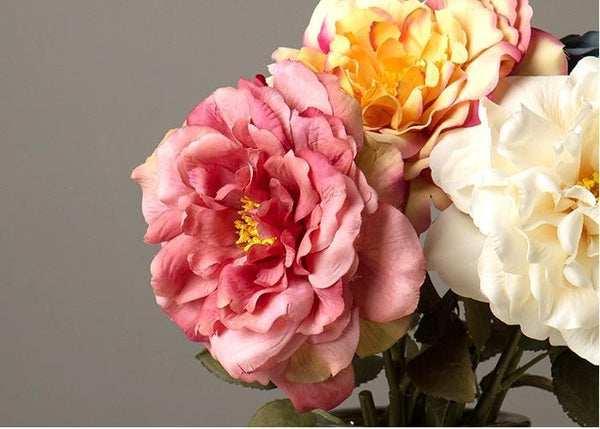Rose Flower Arrangement, Silk Flower Centerpiece, Artificial Flower Decor, Wedding Decor, Faux Flower-LargePaintingArt.com