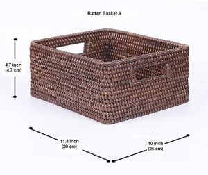 Storage Baskets for Clothes, Large Brown Woven Storage Basket, Storage Baskets for Bathroom, Rectangular Storage Baskets-LargePaintingArt.com