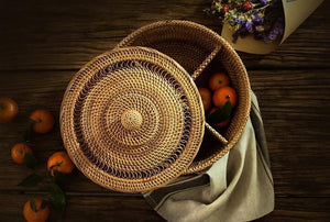 Indonesia Woven Storage Basket, Small Food and Snacks Basket, Kitchen Storage Basket, Storage Basket for Dining Room-LargePaintingArt.com