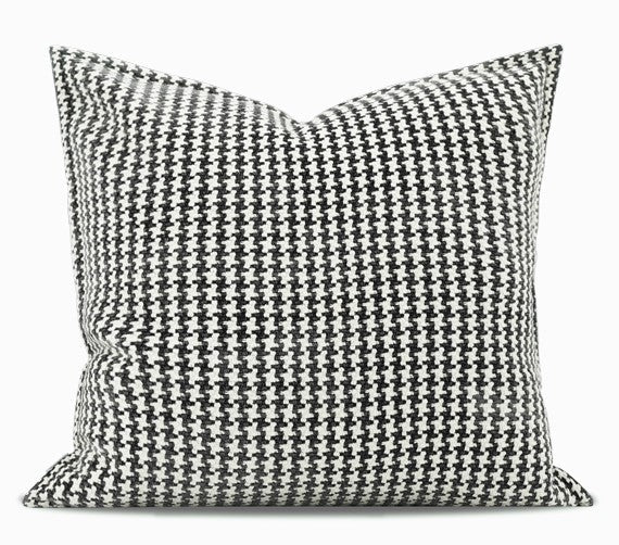 Chequer Modern Sofa Pillows, Large Black and White Decorative Throw Pillows, Contemporary Square Modern Throw Pillows for Couch, Abstract Throw Pillow for Interior Design-LargePaintingArt.com