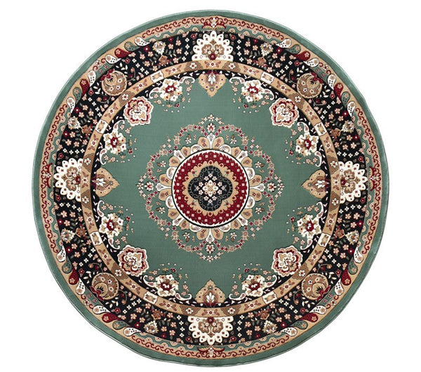 Large Modern Rugs under Piano, Royal Round Rugs in Living Room, Luxury Green Round Rugs under Coffee Table, Large Floor Carpets in Bedroom-LargePaintingArt.com