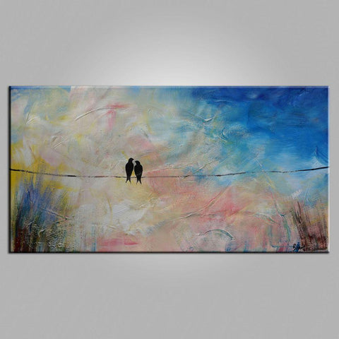 Abstract Art, Love Birds Painting, Modern Art, Contemporary Art, Art for Sale, Buy Abstract Painting-LargePaintingArt.com