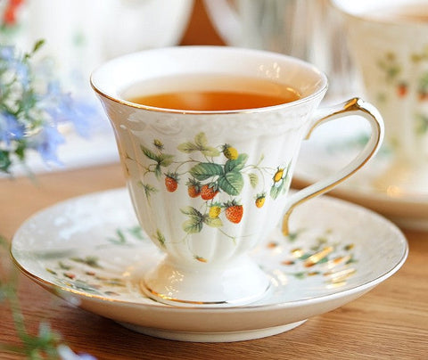 Beautiful British Tea Cups, Elegant Bone China Porcelain Tea Cup Set, Traditional English Tea Cups and Saucers, Unique Ceramic Coffee Cups-LargePaintingArt.com