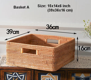 Laundry Storage Baskets, Rattan Storage Baskets for Kitchen, Storage Basket for Shelves, Kitchen Storage Basket, Storage Baskets for Bathroom-LargePaintingArt.com