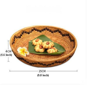 Indonesia Hand Woven Storage Basket, Natural Fiber Decorative Baskets, Small Rustic Food Basket-LargePaintingArt.com