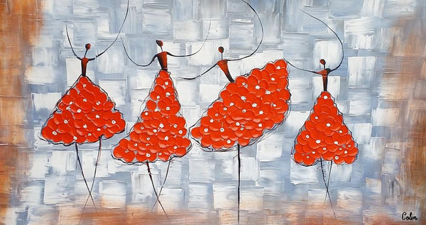 Contemporary Wall Art Ideas, Ballet Dancer Painting, Acrylic Canvas Painting, Buy Art Online, Abstract Painting for Dining Room-LargePaintingArt.com