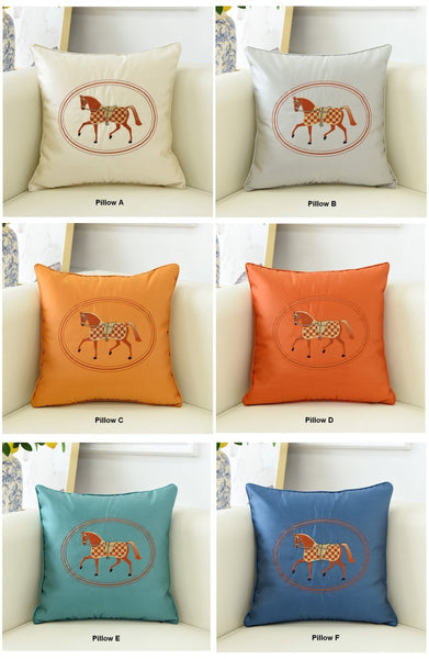 Horse Decorative Throw Pillows for Couch, Modern Decorative Throw Pillows, Embroider Horse Pillow Covers, Modern Sofa Decorative Pillows-LargePaintingArt.com
