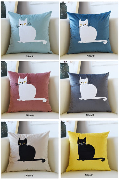 Cat Decorative Throw Pillows for Couch, Modern Sofa Decorative Pillows, Lovely Cat Pillow Covers for Kid's Room, Modern Decorative Throw Pillows-LargePaintingArt.com