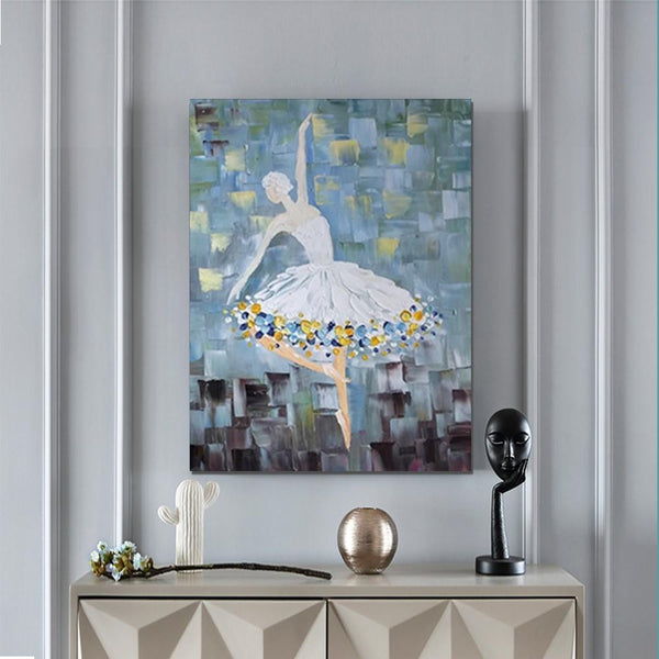 Ballet Dancer Painting, Large Painting for Bedroom, Modern Contemporary Artwork, Heavy Texture Acrylic Painting-LargePaintingArt.com