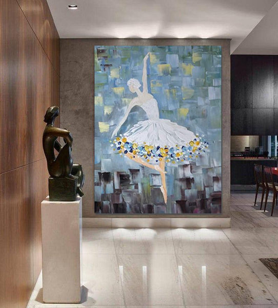 Ballet Dancer Painting, Large Painting for Bedroom, Modern Contemporary Artwork, Heavy Texture Acrylic Painting-LargePaintingArt.com