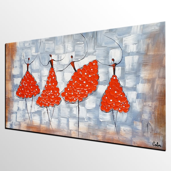 Contemporary Wall Art Ideas, Ballet Dancer Painting, Acrylic Canvas Painting, Buy Art Online, Abstract Painting for Dining Room-LargePaintingArt.com