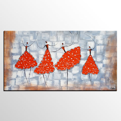 Contemporary Wall Art Ideas, Ballet Dancer Painting, Acrylic Canvas Painting, Buy Art Online, Abstract Painting for Dining Room-LargePaintingArt.com